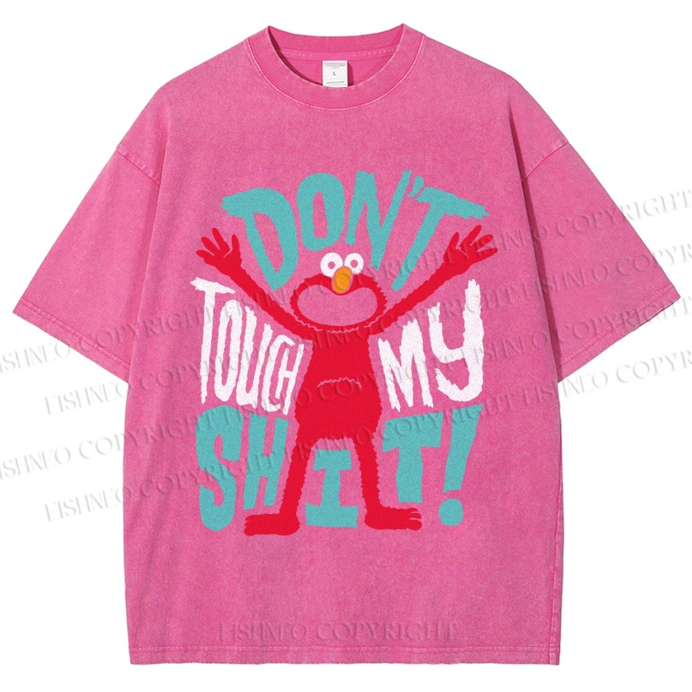 Unisex Sesame Street Don't Touch My Shit Printed Washed Tee