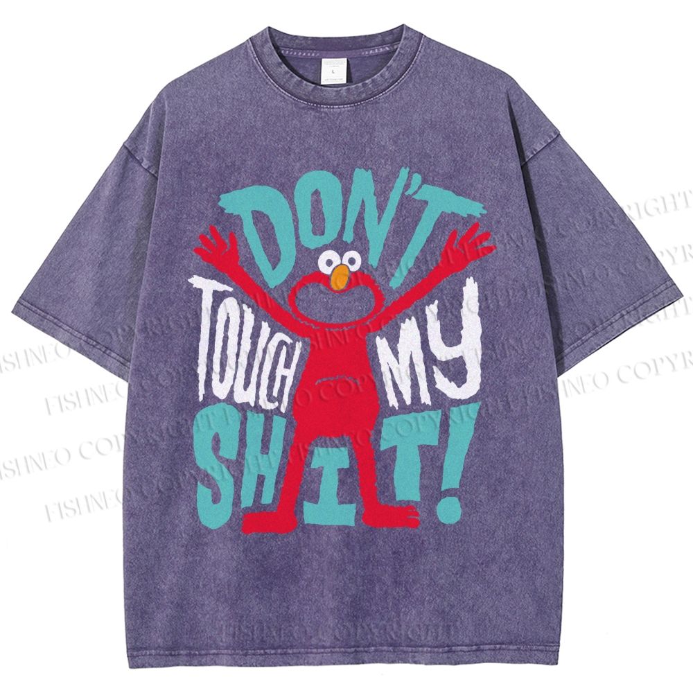 Unisex Sesame Street Don't Touch My Shit Printed Washed Tee