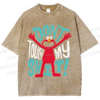 Unisex Sesame Street Don't Touch My Shit Printed Washed Tee