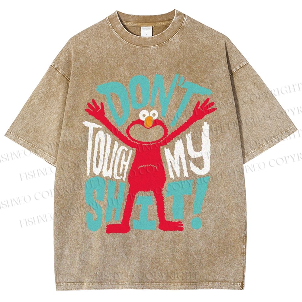 Unisex Sesame Street Don't Touch My Shit Printed Washed Tee