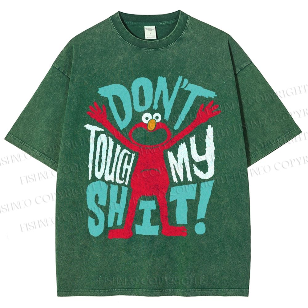 Unisex Sesame Street Don't Touch My Shit Printed Washed Tee