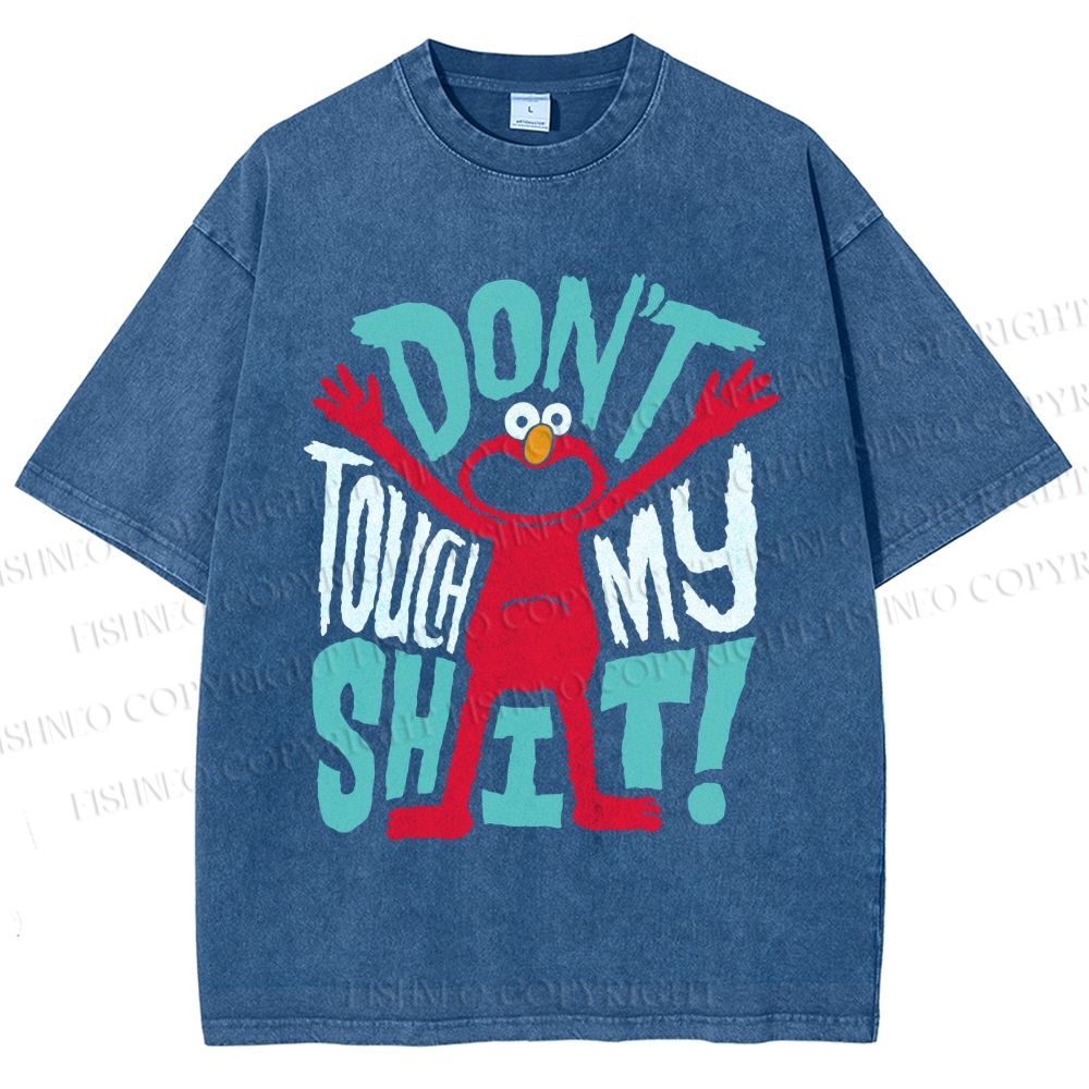Unisex Sesame Street Don't Touch My Shit Printed Washed Tee