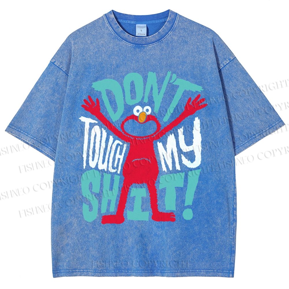 Unisex Sesame Street Don't Touch My Shit Printed Washed Tee