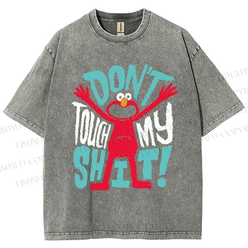 Unisex Sesame Street Don't Touch My Shit Printed Washed Tee