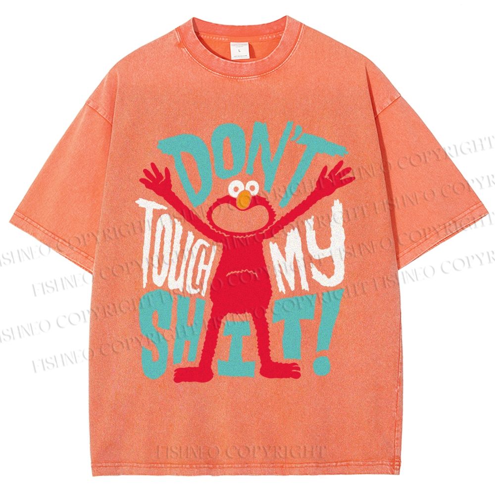 Unisex Sesame Street Don't Touch My Shit Printed Washed Tee