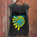 Vintage Blink Smile Face Washed Tank Top