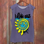 Vintage Blink Smile Face Washed Tank Top