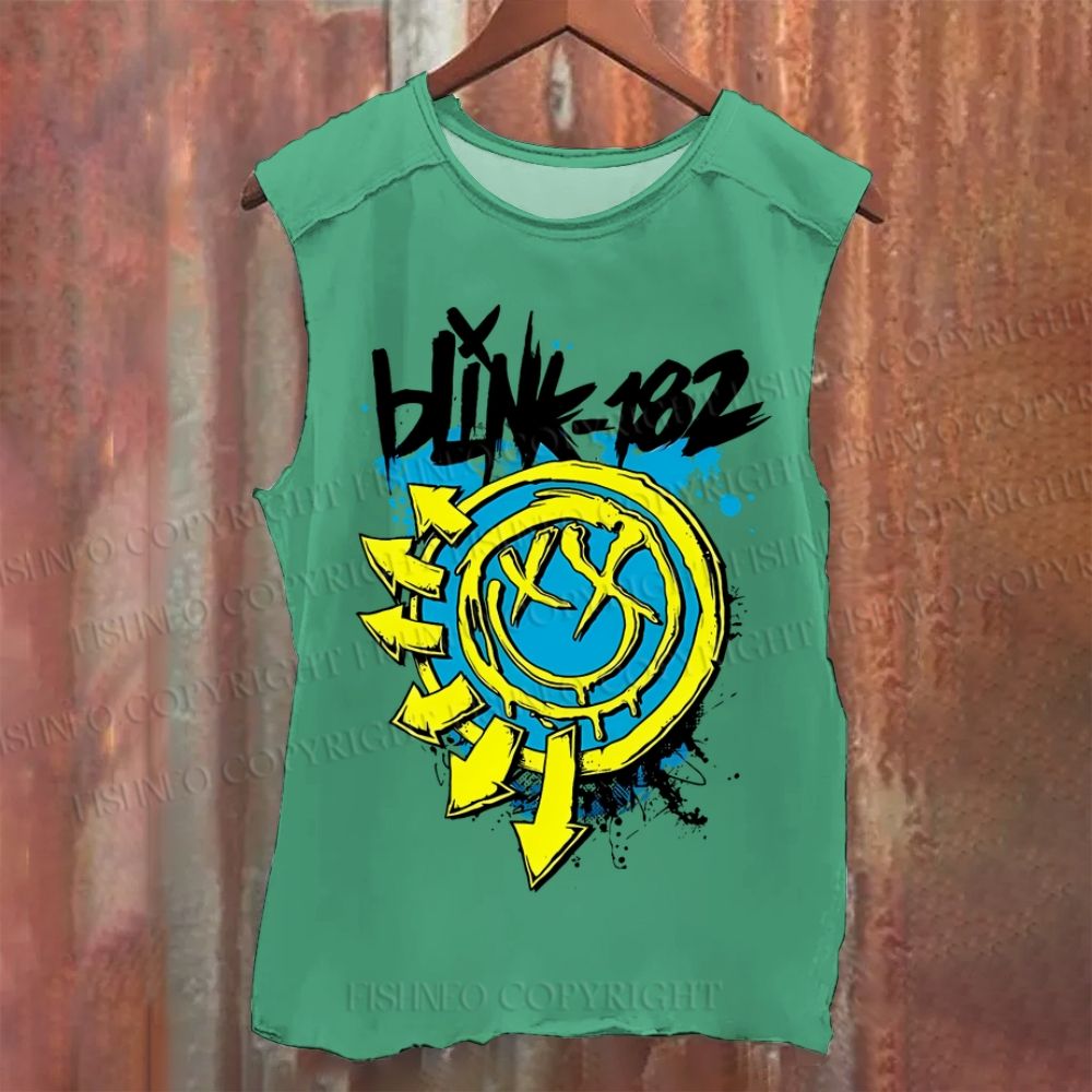 Vintage Blink Smile Face Washed Tank Top