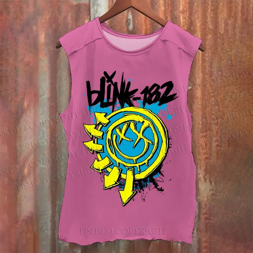 Vintage Blink Smile Face Washed Tank Top
