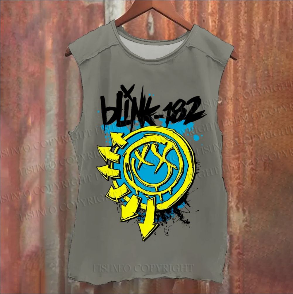 Vintage Blink Smile Face Washed Tank Top