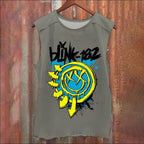 Vintage Blink Smile Face Washed Tank Top