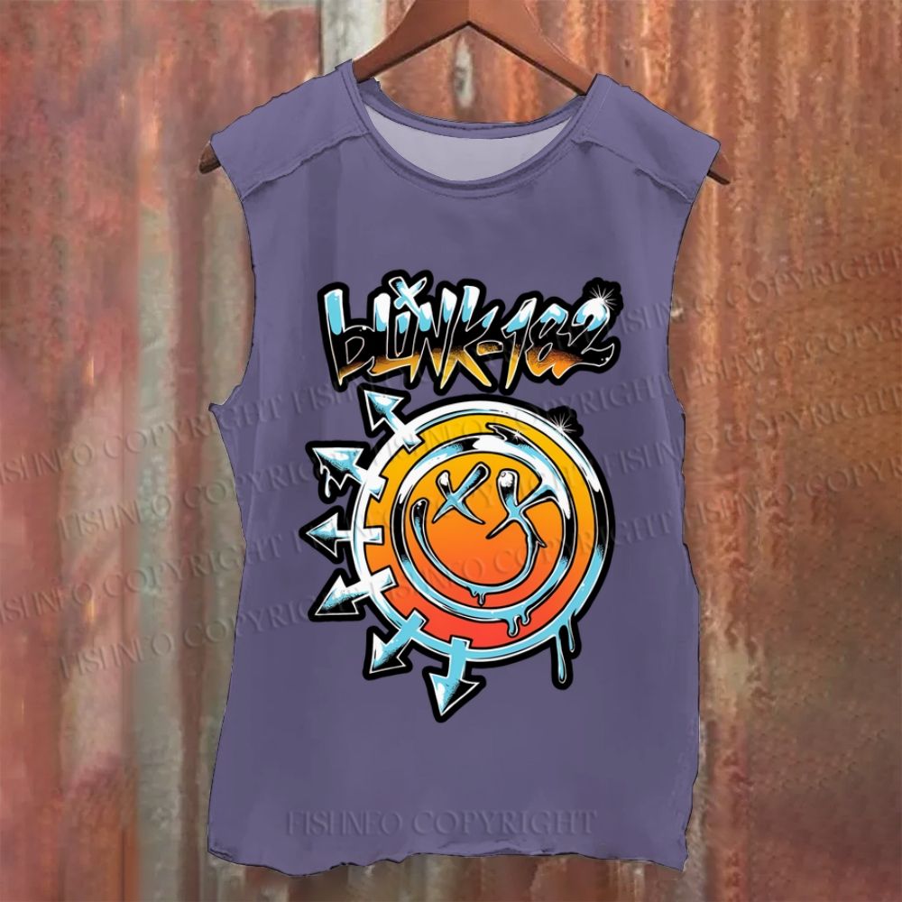 Vintage Blink Smile Face Washed Tank Top