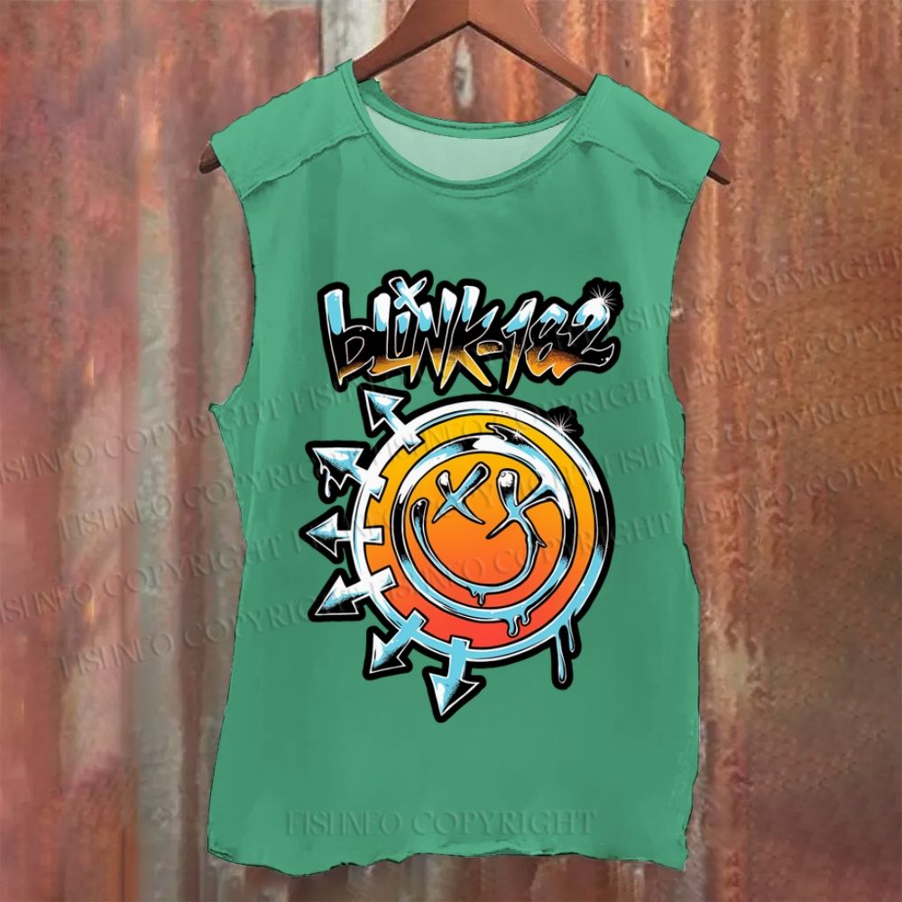 Vintage Blink Smile Face Washed Tank Top