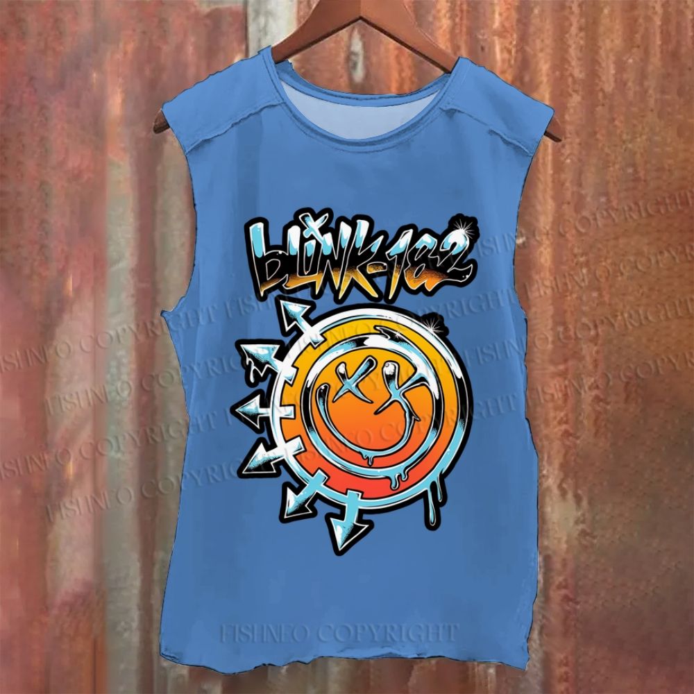 Vintage Blink Smile Face Washed Tank Top