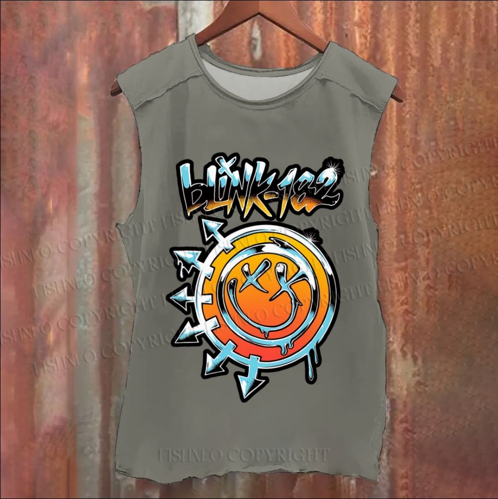 Vintage Blink Smile Face Washed Tank Top