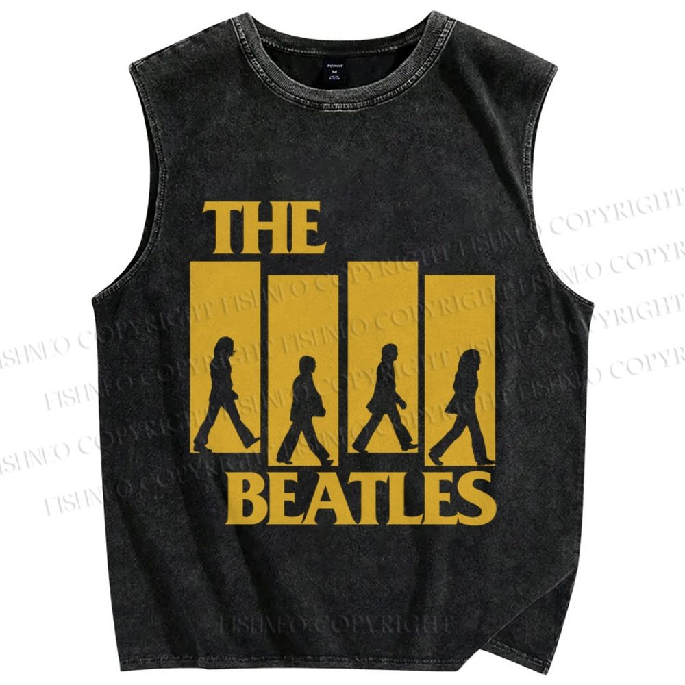Unisex The Beatles Printed Washed Tank Top