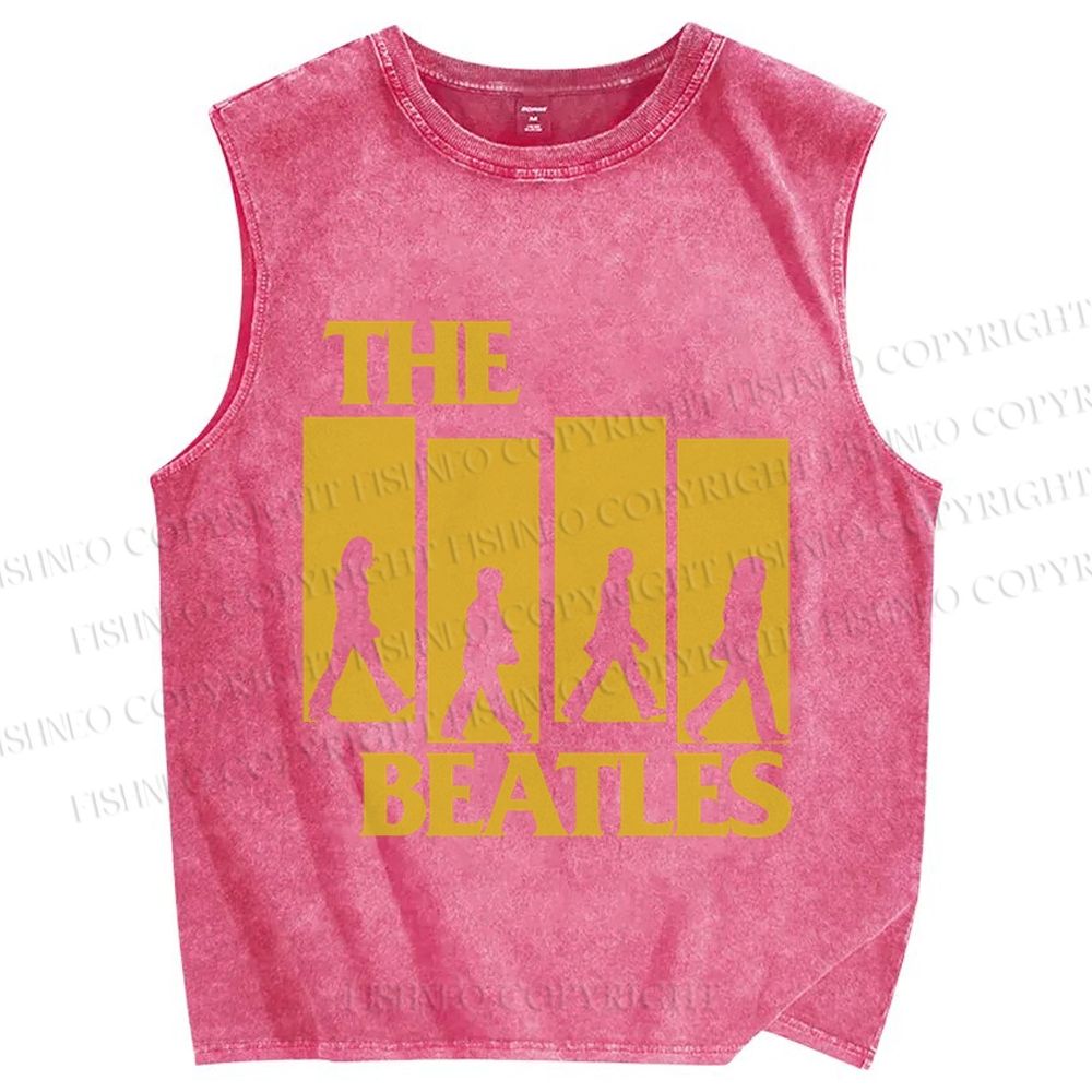 Unisex The Beatles Printed Washed Tank Top