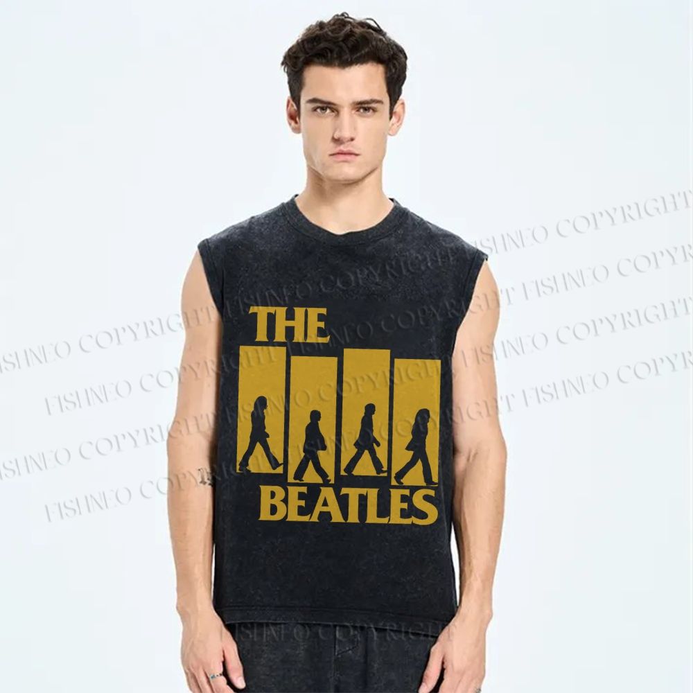 Unisex The Beatles Printed Washed Tank Top