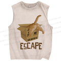 Unisex Box Cat Escape From Reality Printed Washed Tank Top
