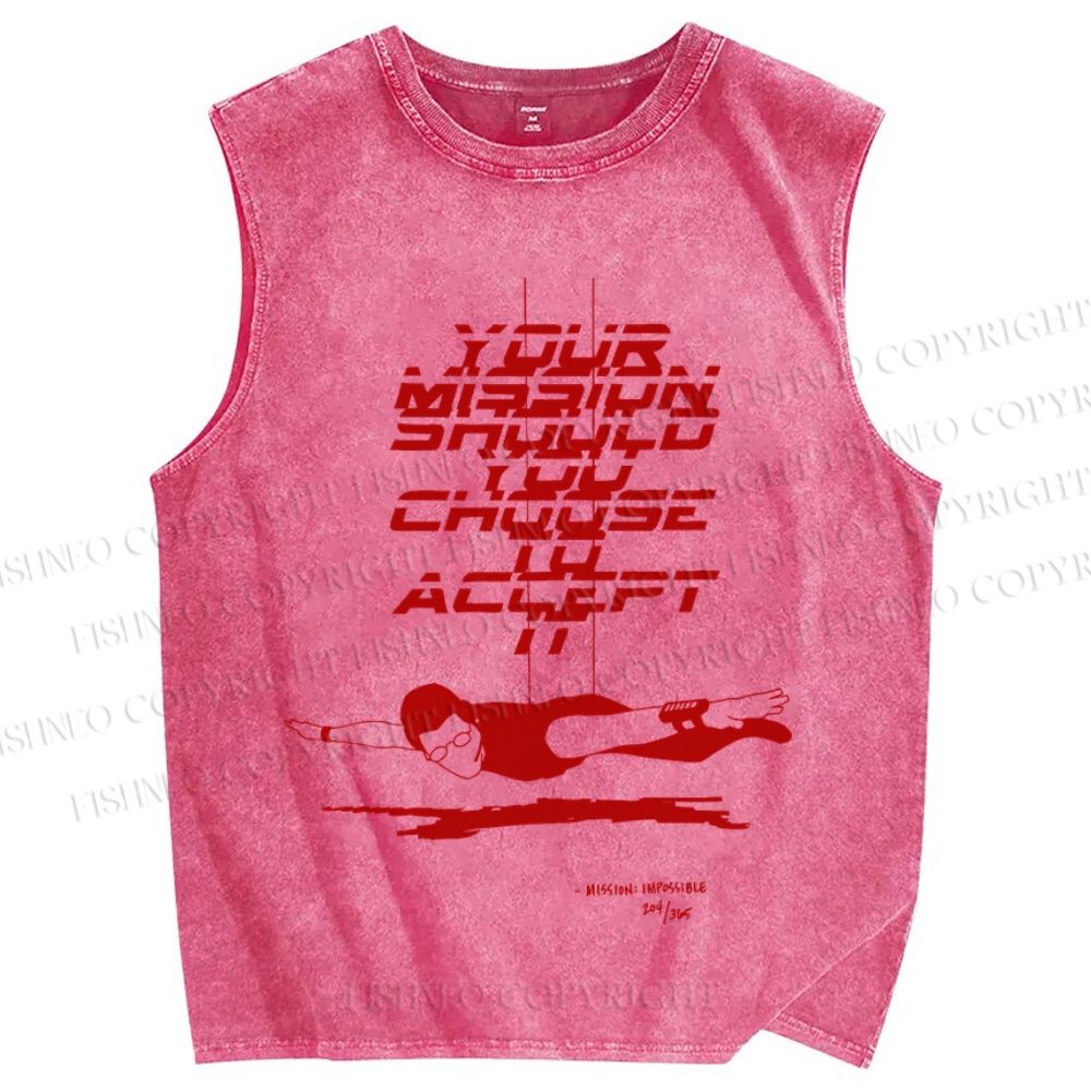 Unisex Mission： Impossible Printed Washed Tank Top