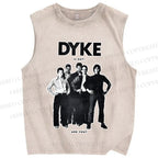 Unisex Pride Dyke Is Out Printed Washed Tank Top