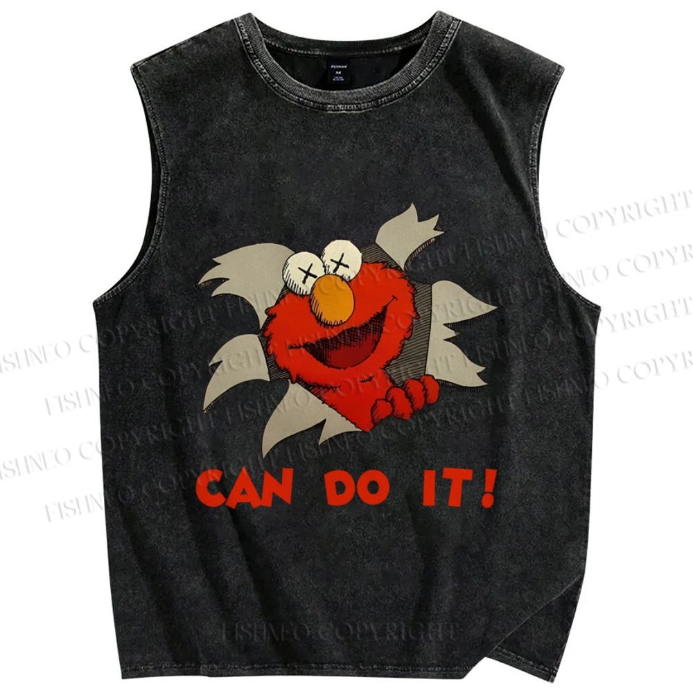 Unisex Sesame Street Can Do It Printed Washed Tank Top