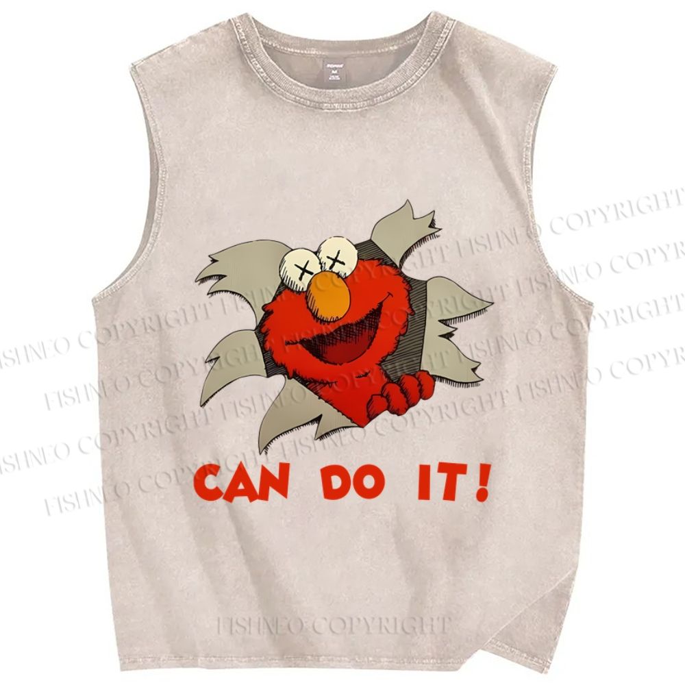 Unisex Sesame Street Can Do It Printed Washed Tank Top