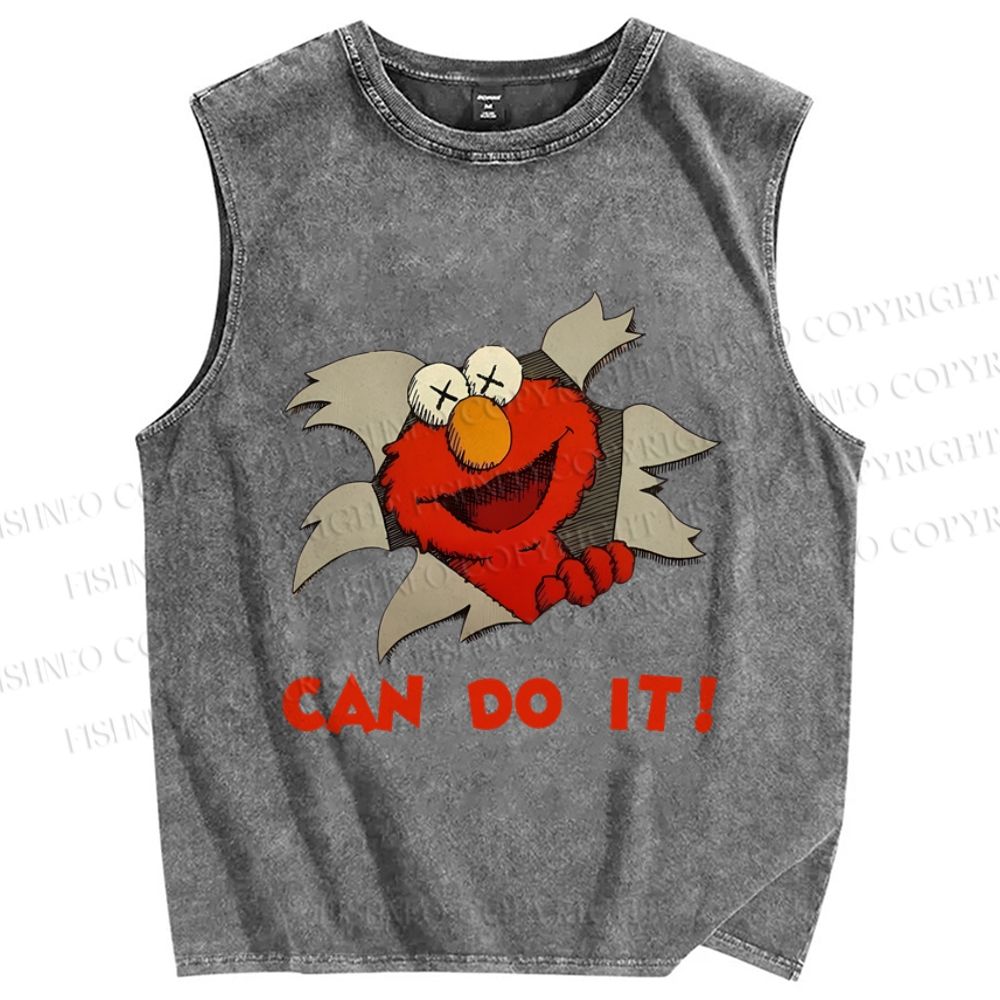 Unisex Sesame Street Can Do It Printed Washed Tank Top