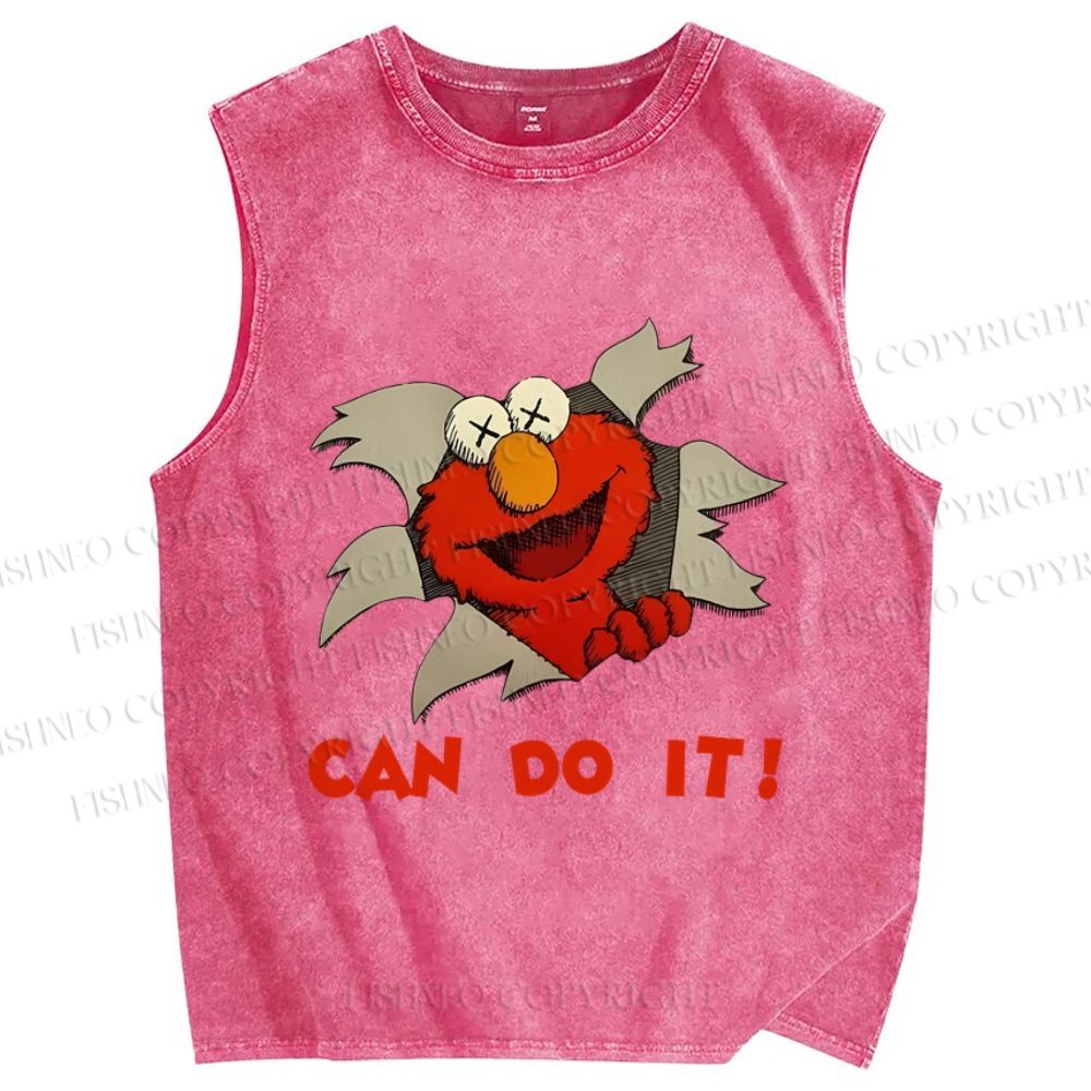 Unisex Sesame Street Can Do It Printed Washed Tank Top
