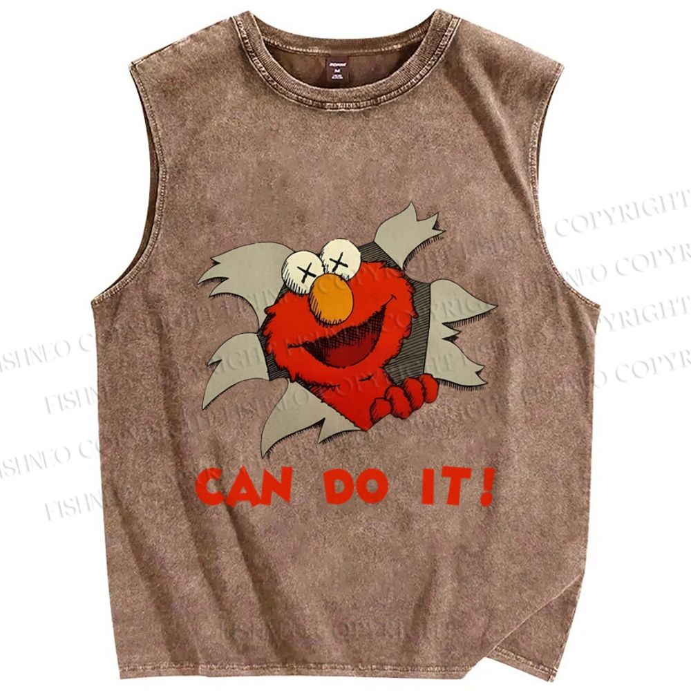 Unisex Sesame Street Can Do It Printed Washed Tank Top