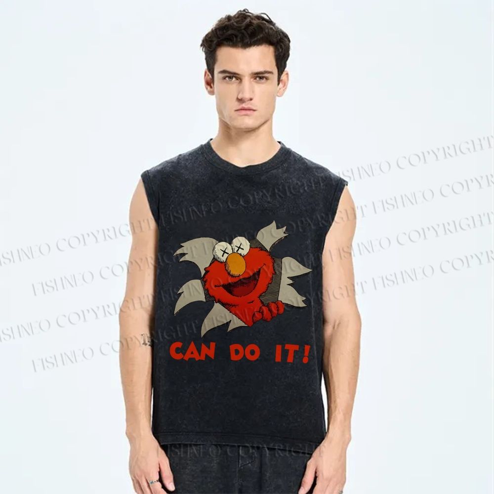 Unisex Sesame Street Can Do It Printed Washed Tank Top