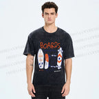 Unisex Skateboard Printed Washed Tee