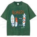 Unisex Skateboard Printed Washed Tee