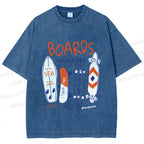 Unisex Skateboard Printed Washed Tee