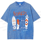 Unisex Skateboard Printed Washed Tee