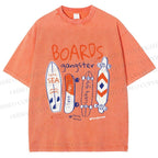 Unisex Skateboard Printed Washed Tee