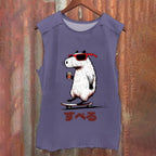 Vintage Japanese Capybara Skating Washed Tank Top