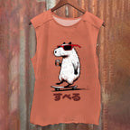 Vintage Japanese Capybara Skating Washed Tank Top