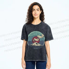 Unisex Vintage Japanese Mount Fuji Printed Washed Tee