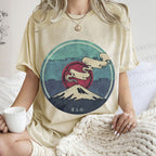 Unisex Vintage Japanese Mount Fuji Printed Washed Tee
