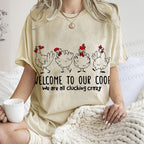 Unisex Rooster Welcome To Our Coop Chicken Printed Washed Tee
