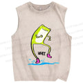 Unisex Frog Step On Water Splashes Whee Printed Washed Tank Top