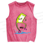 Unisex Frog Step On Water Splashes Whee Printed Washed Tank Top