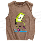 Unisex Frog Step On Water Splashes Whee Printed Washed Tank Top