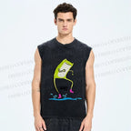 Unisex Frog Step On Water Splashes Whee Printed Washed Tank Top