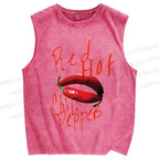 Unisex Red Hot Chili Pepper Printed Washed Tank Top