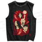 Unisex Red Hot Chili Pepper Graffiti Printed Washed Tank Top