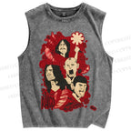 Unisex Red Hot Chili Pepper Graffiti Printed Washed Tank Top