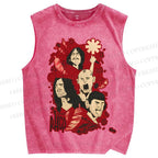 Unisex Red Hot Chili Pepper Graffiti Printed Washed Tank Top