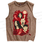 Unisex Red Hot Chili Pepper Graffiti Printed Washed Tank Top